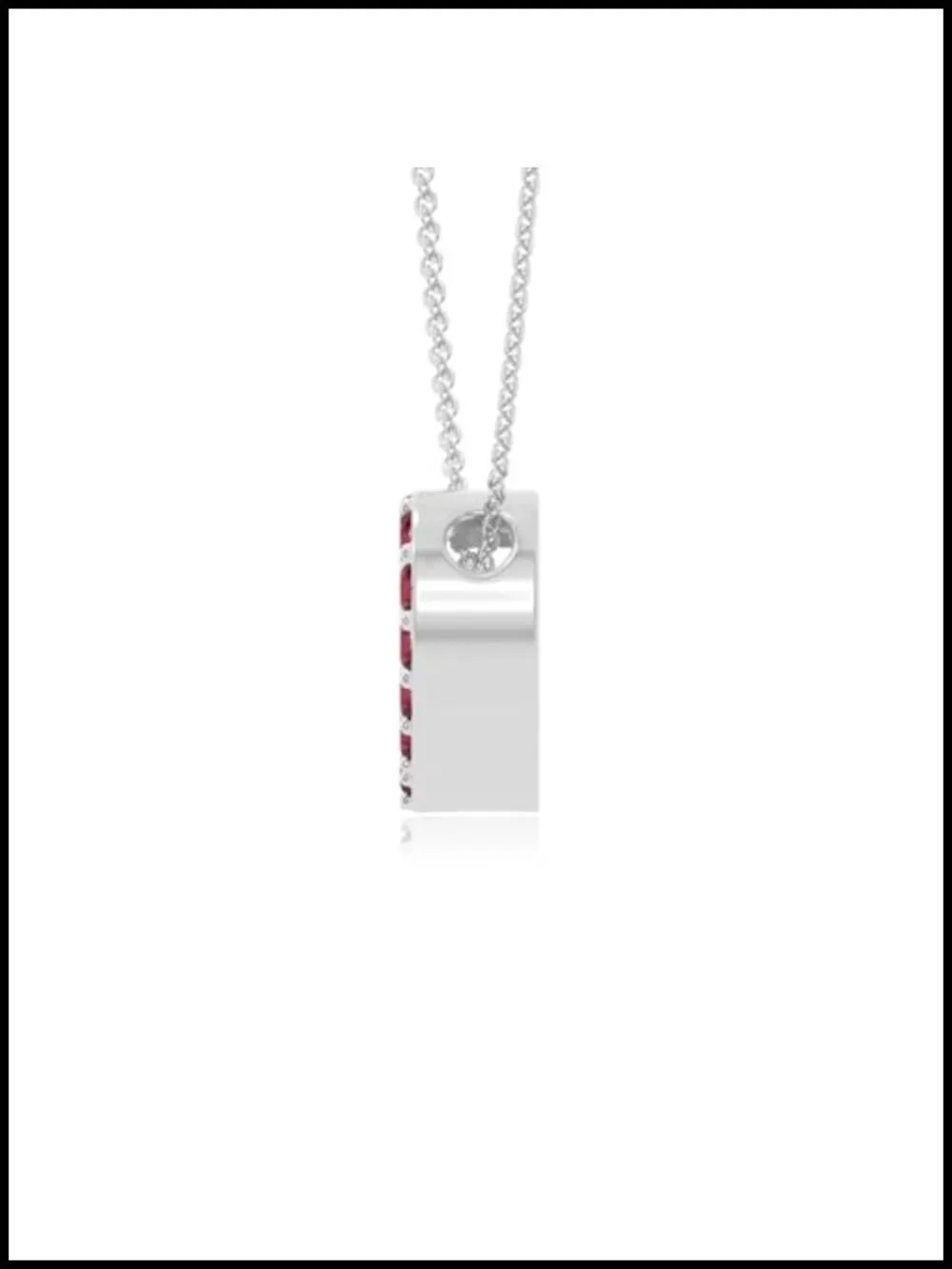 Natural Ruby Heart Pendant Necklace in Sterling Silver